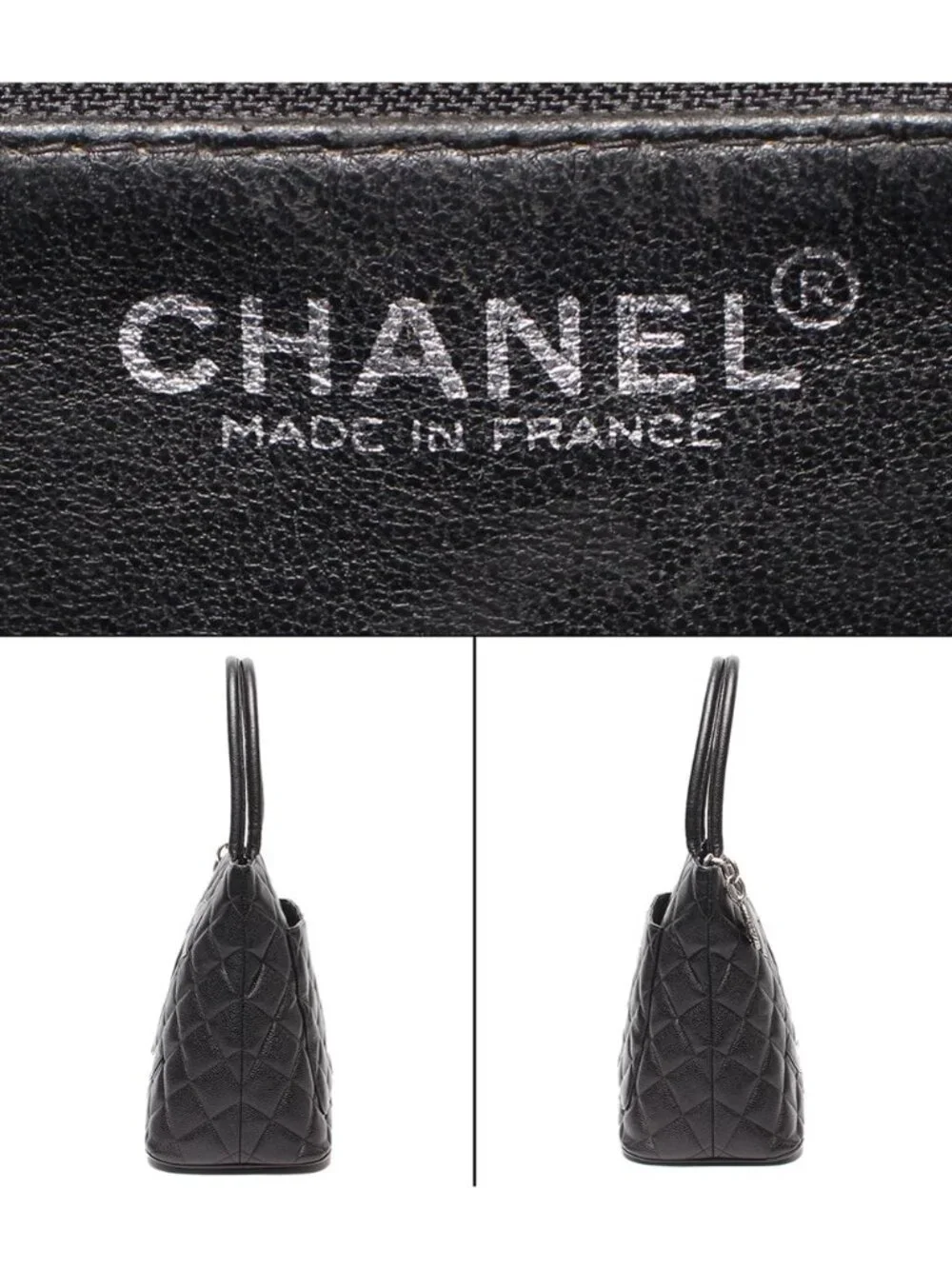 Chanel Tote Bag Silver Caviar Leather Quilted Reissue